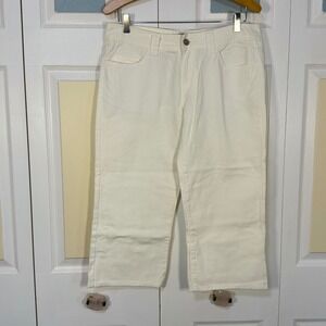 Tex by Max Azria White Denim Capri Pants Size 29 Cropped Straight Leg Cotton
